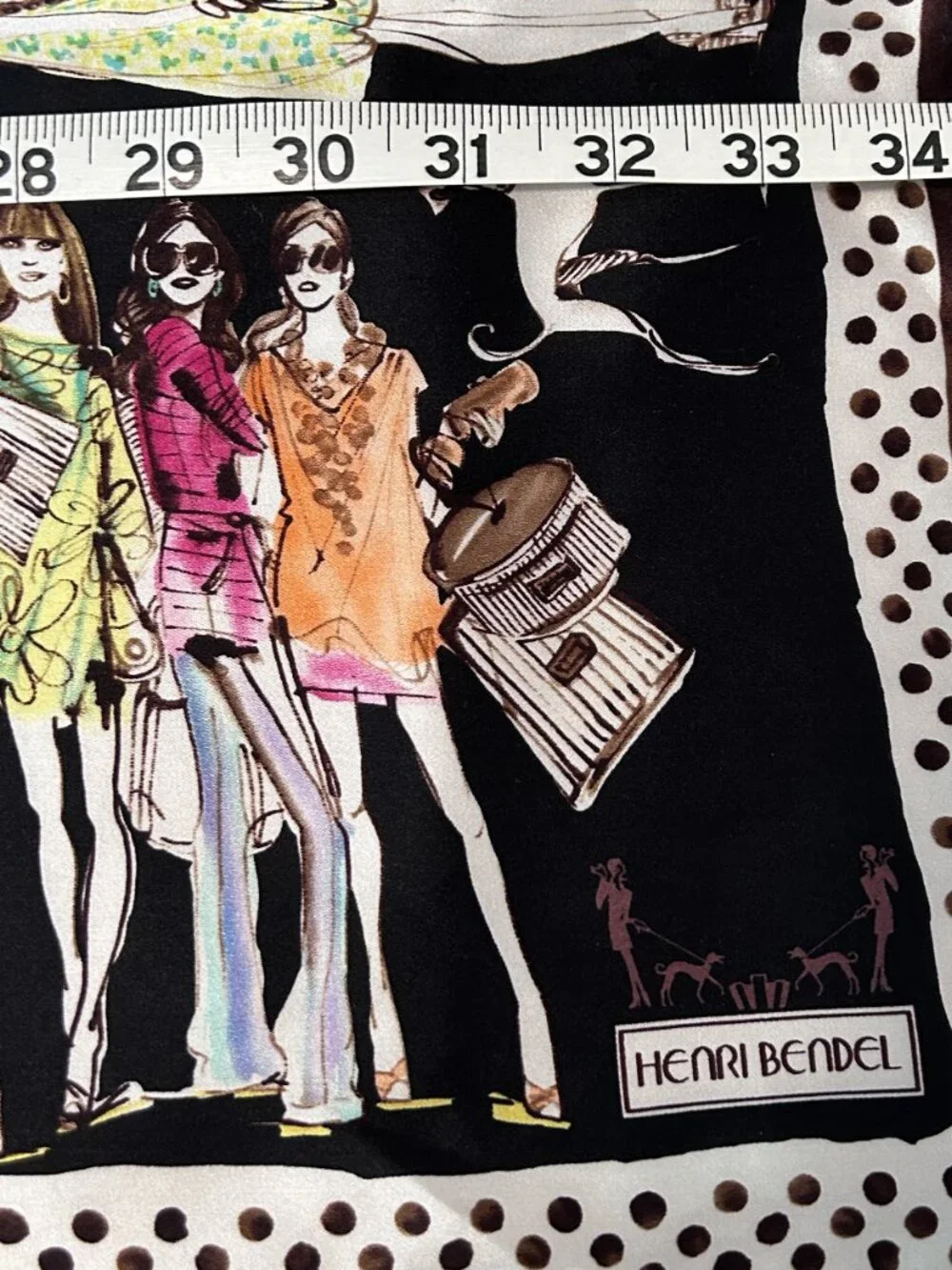 Rare Henri Bendel Silk Bendel Girls Scarf Izak Zenou Fashion Illustration Pouch